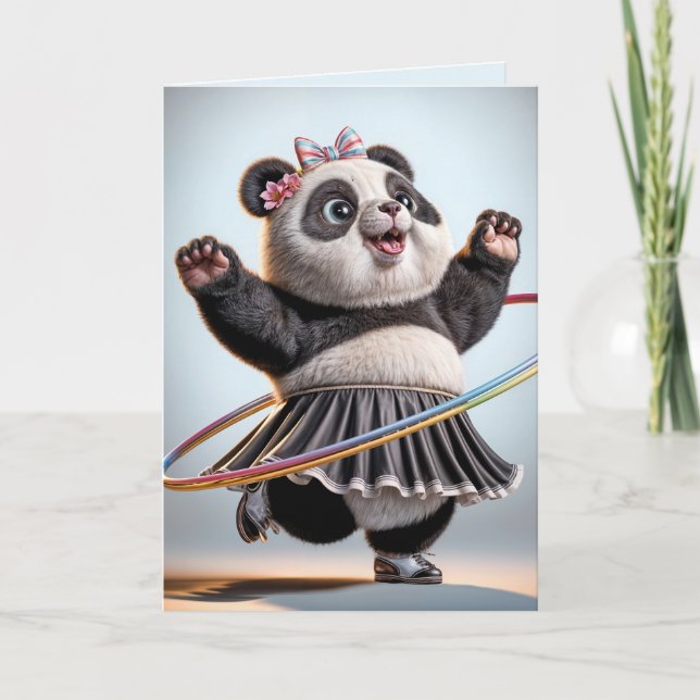Birthday Panda With Hula Hoop Card (Front)