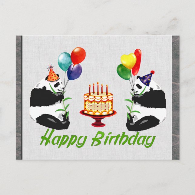 Birthday Pandas Postcard (Front)