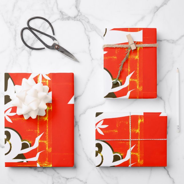 Birthday Pandas Wrapping Paper Sheet (Front)