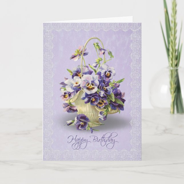 Birthday Pansies Card (Front)