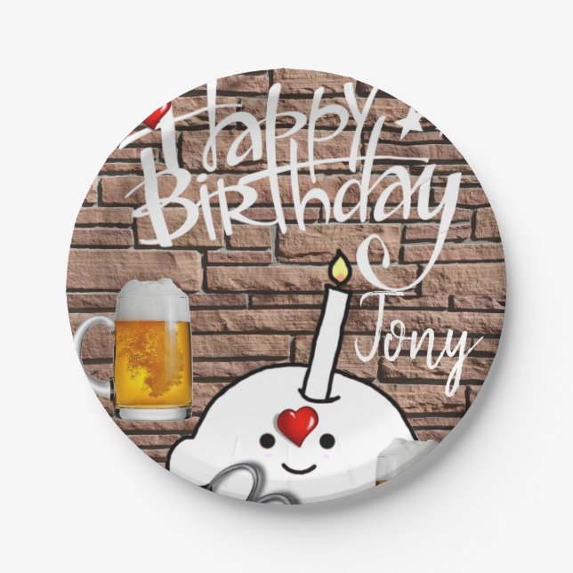 Birthday Paper Plates, Beer Plate (Front)
