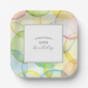 Birthday Paper Plates Colourful 50th