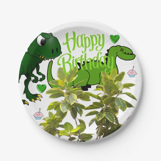 Birthday Paper Plates, Dinosaur Plate (Front)