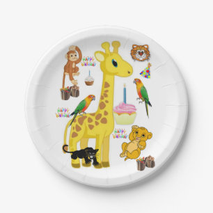 Birthday Paper Plates, Giraffe Plate