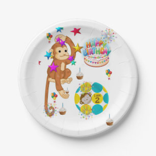 Birthday Paper Plates, Monkey Paper Plate