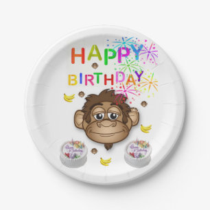 Birthday Paper Plates, Monkey Plate
