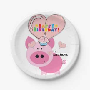 Birthday Paper Plates, Pig Plate