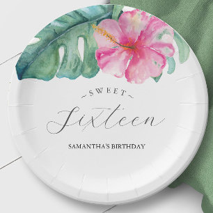 Birthday Paper Plates Sweet 16 Tropical