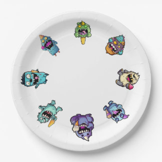 Birthday paper plates with Ice cream monsters