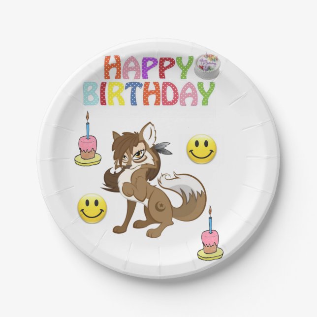 Birthday Paper Plates, Wolf Plate (Front)