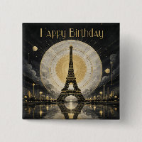 Birthday Paris Eiffel Tower Gold Deco