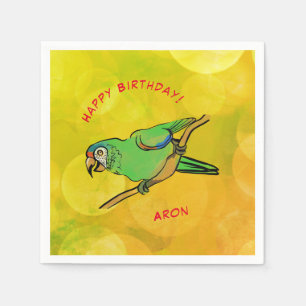 Birthday parrot napkin