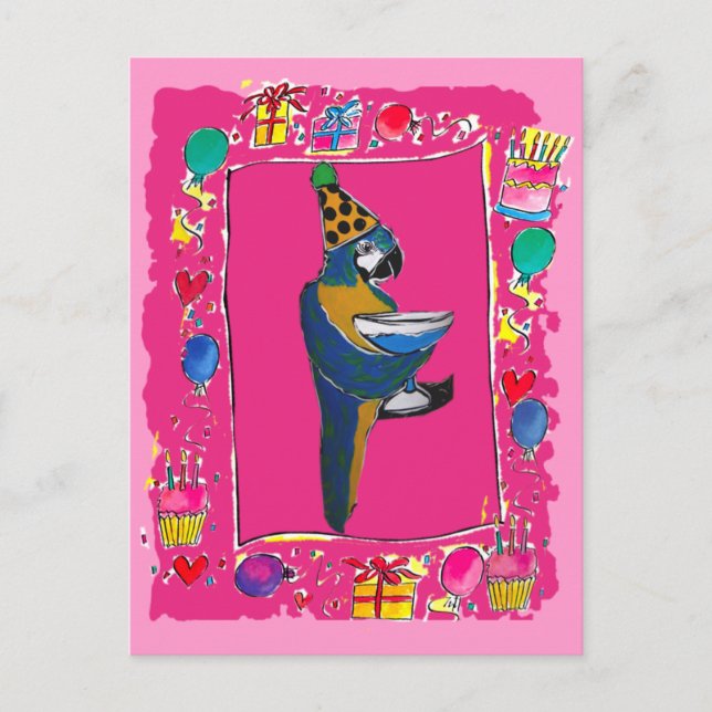Birthday  Parrot Postcard (Front)