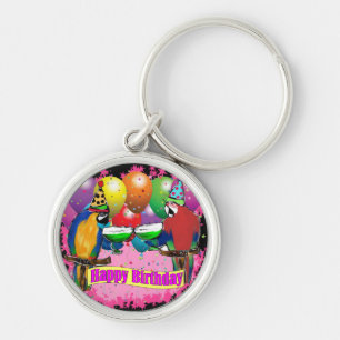 BIRTHDAY PARROTS KEY RING
