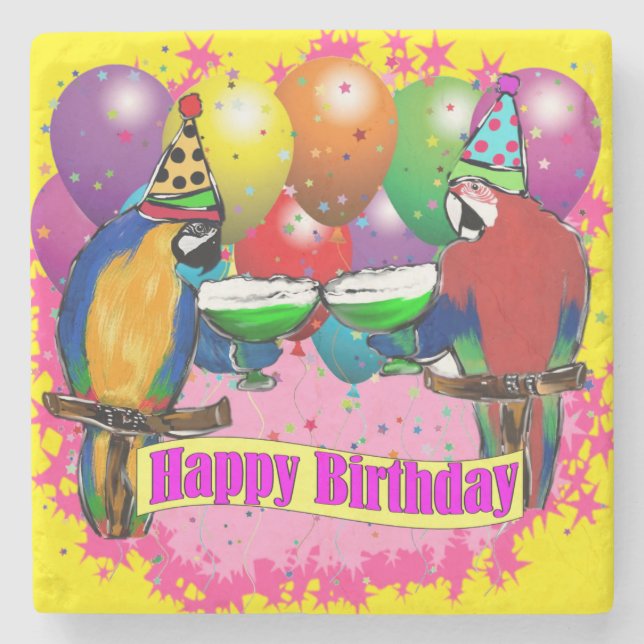 BIRTHDAY PARROTS STONE COASTER (Front)