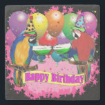 BIRTHDAY PARROTS STONE COASTER<br><div class="desc">CUTE BIRTHDAY PARROT PRODUCTS</div>