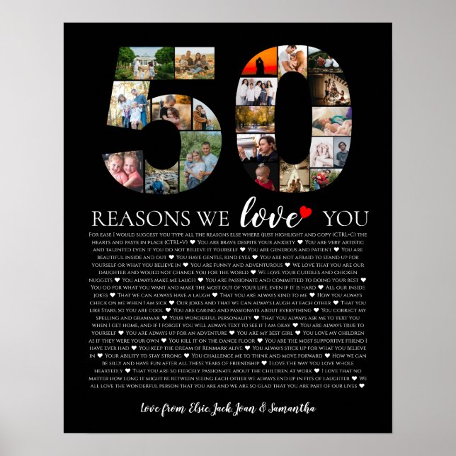 birthday party 50 reasons why we love you photo poster (Front)