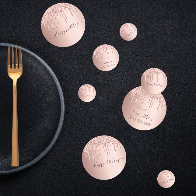 Birthday party 50 rose gold glitter drips pink confetti (Creator Uploaded)