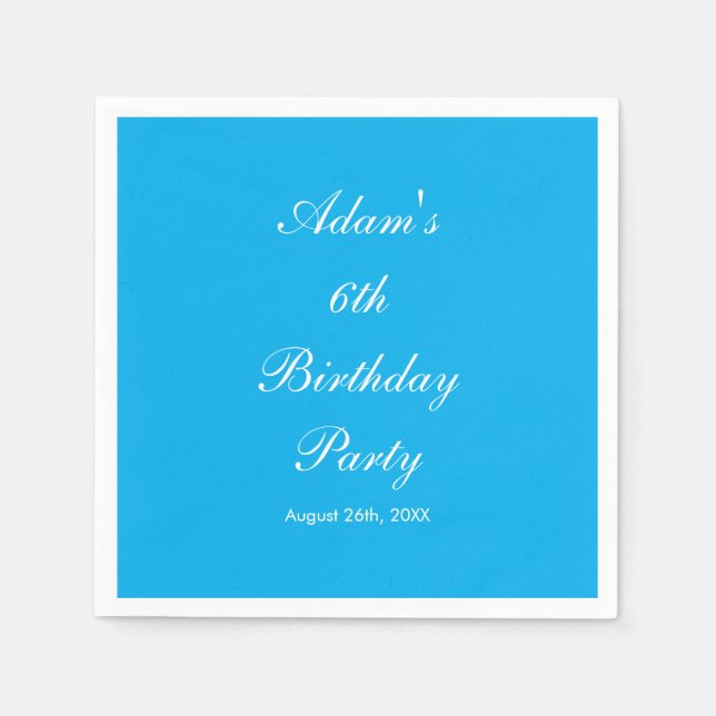 Birthday Party 6th Sixth Custom Name Colour Age Napkin (Front)