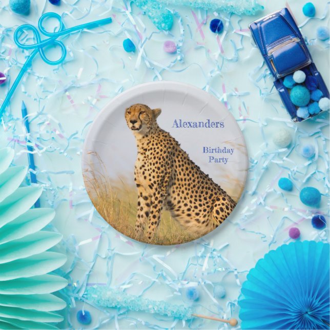 Birthday Party accessory Cheetah personalised Paper Plate (Party)