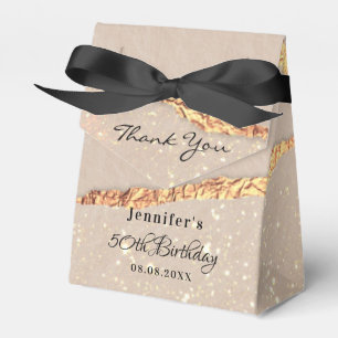 Birthday Party agate marble gold glitter thank you Favour Box