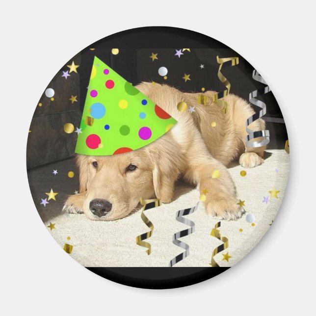 Birthday Party Animal Golden Retriever Magnet (Front)