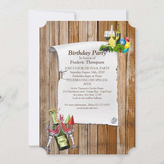 Birthday Party Announcements (Front)