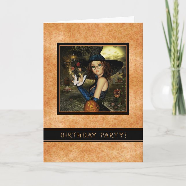 Birthday Party - Autumn Witch Personalised Invite (Front)