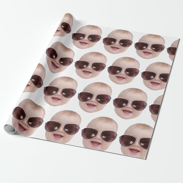 Birthday Party Baby Photo Gifts Funny Face Gifts Wrapping Paper (Unrolled)