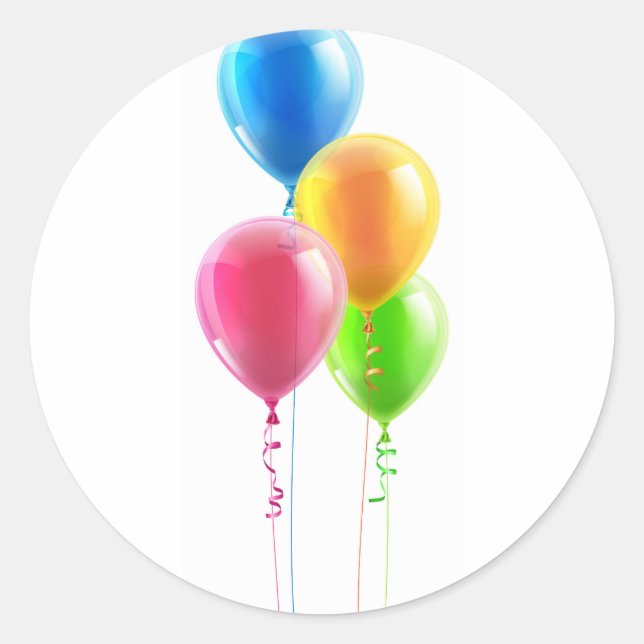 Birthday party balloon set classic round sticker (Front)