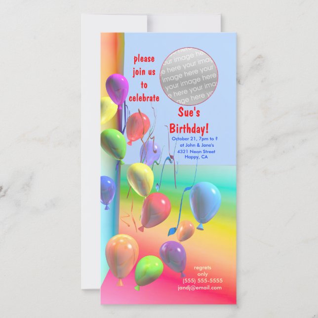Birthday Party Balloon Wall Invitation (Front)