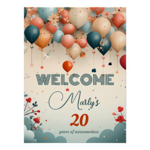 Birthday Party Balloon Welcome Poster