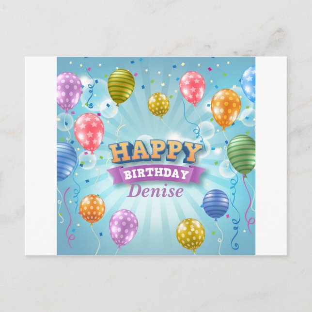 Birthday Party Balloons Announcement Postcard (Front)