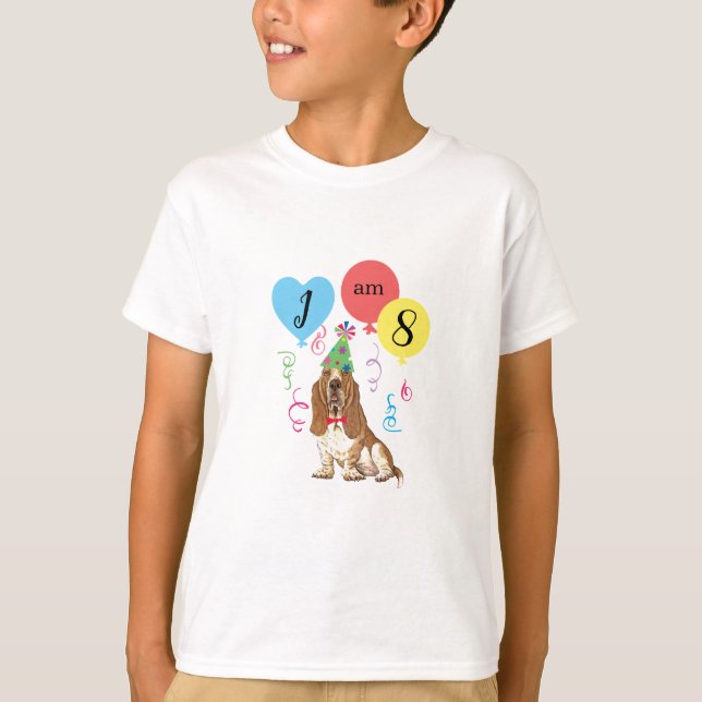 Birthday Party Balloons Basset Hound T-Shirt (Front)