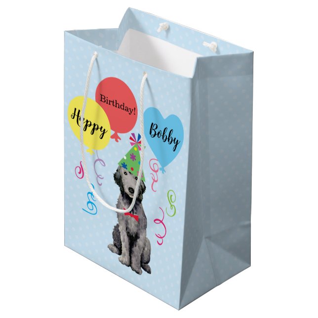 Birthday Party Balloons Bedlington Medium Gift Bag (Front Angled)