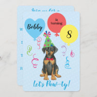 Birthday Party Balloons Doberman Invitation