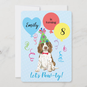 Birthday Party Balloons English Springer Spaniel Invitation
