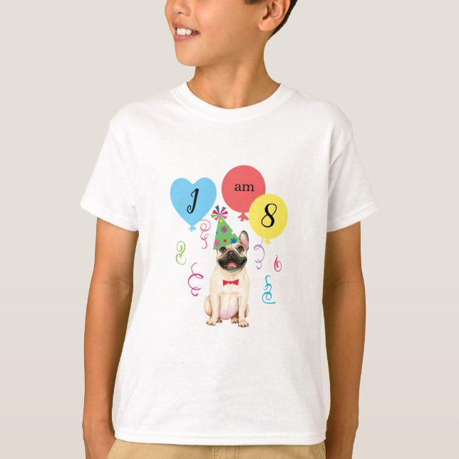 Birthday Party Balloons French Bulldog T-Shirt (Front)