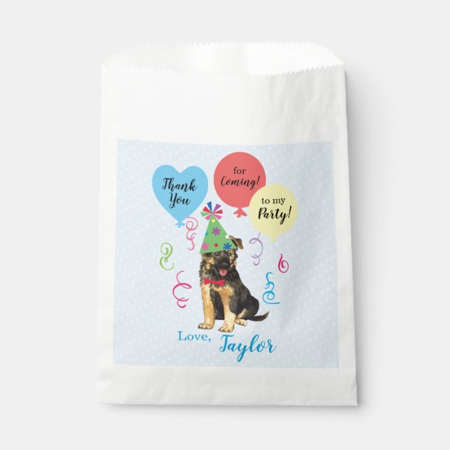 Birthday Party Balloons German Shepherd Favour Bag (Front)