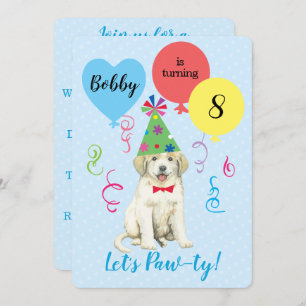 Birthday Party Balloons Great Pyrenees Invitation