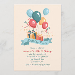 Birthday Party Balloons Invitation