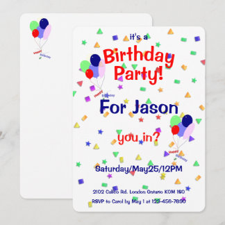 Birthday Party Balloons Invitation