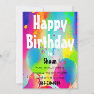 Birthday Party Balloons Invitation