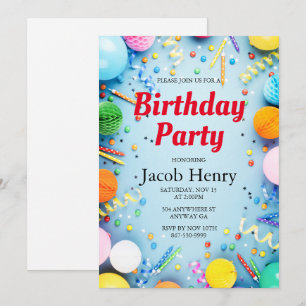 Birthday Party Balloons Invitation
