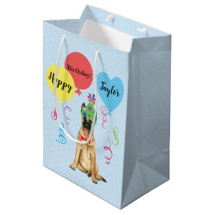 Birthday Party Balloons Malinois Medium Gift Bag