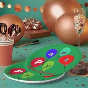 Birthday Party Balloons Paper Plate