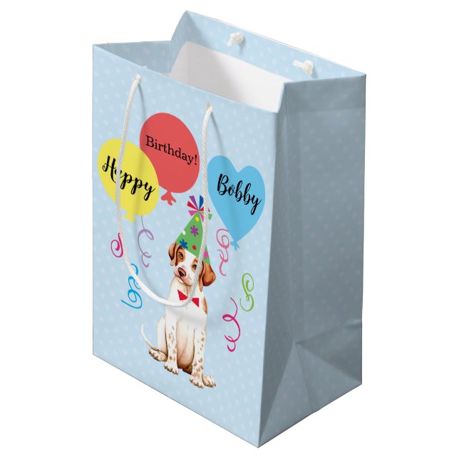 Birthday Party Balloons Pointer Medium Gift Bag (Front Angled)