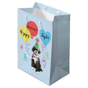 Birthday Party Balloons Portuguese Water Dog Medium Gift Bag