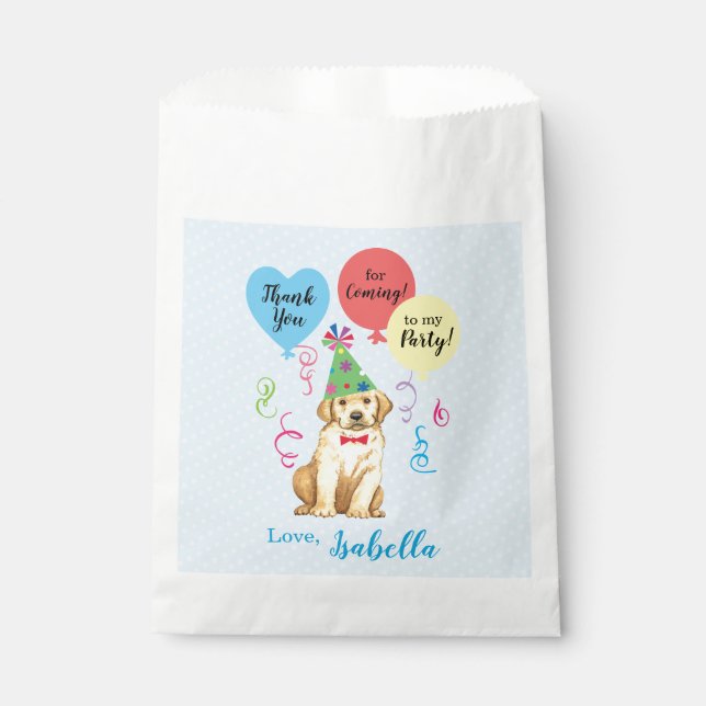 Birthday Party Balloons Yellow Lab Favour Bags (Front)