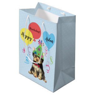 Birthday Party Balloons Yorkie Medium Gift Bag